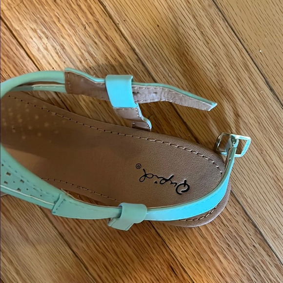Mint Green Perforated Sandals - Picture 3 of 5